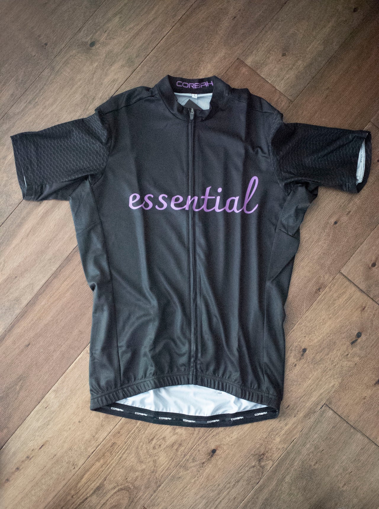 Essential Grey and Purple Short Sleeve Cycling Jersey corbah