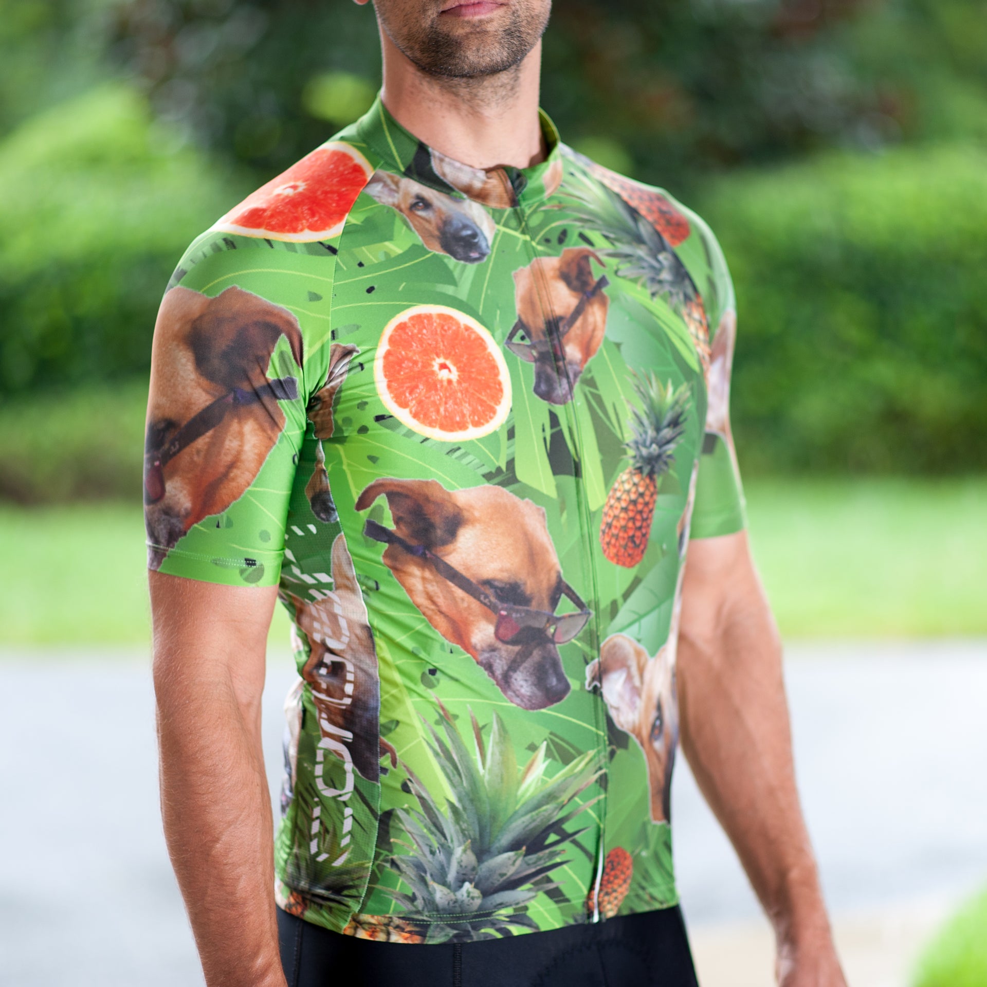 Doggy Pineapple Short Sleeve Cycling Jersey corbah