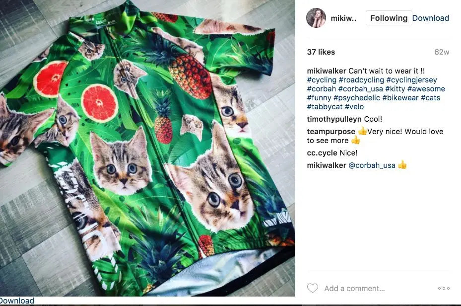 Kitty Pineapple Short Sleeve Cycling Jersey corbah