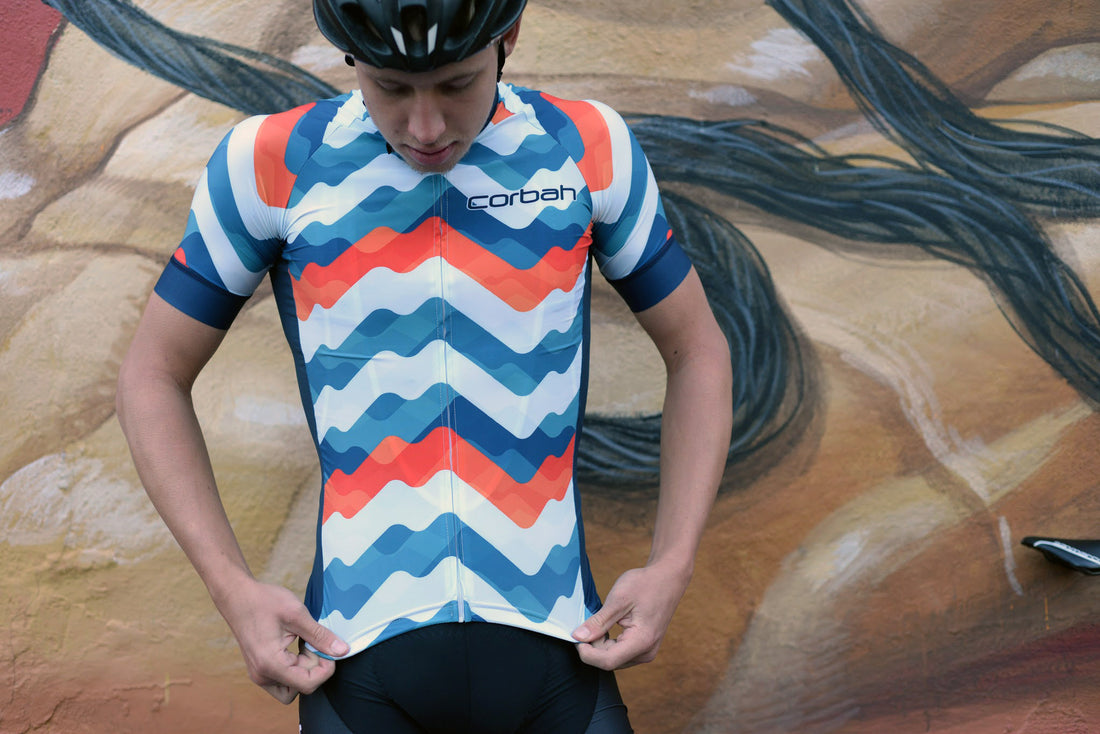 Rider in Corbah cycling kit