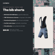 Weekend Warrior bib shorts features: Miti Shield 240 GSM fabric, TMF 3D Endurance chamois, Powerband leg grippers, Cool Net straps. $89.95.