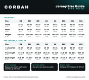 Corbah men's jersey size chart