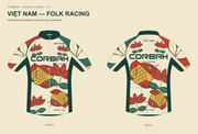 Front and back design proof of the Corbah Việt Nam Folk Racing jersey.