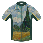 Corbah Cypress jersey front with blue painted sky, dark cypresses, gold wheat and green trim.