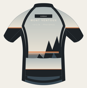 Back of the Corbah Mont Ventoux Mistral cycling jersey with MONT VENTOUX lettering and mountain artwork above the pockets.