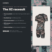 Weekend Warrior XC racesuit features: two rear pockets, breathable top, compression bottom, MTB chamois, flatlock stitching. $159.95.