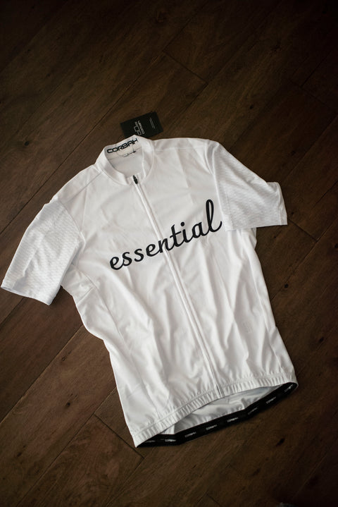 Essential Black & White Short Sleeve Cycling Jersey corbah