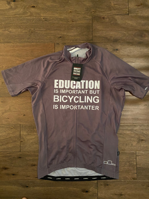Education is Important but Bicycling is Importanter Short Sleeve Cycling Jersey corbah