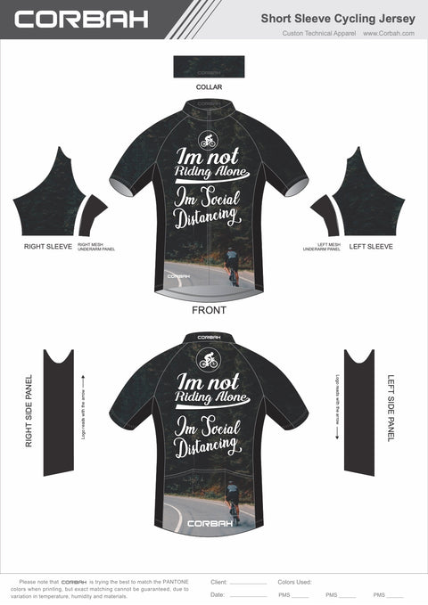 I'm Not Riding Alone, I'm Social Distancing Cycling Jersey corbah